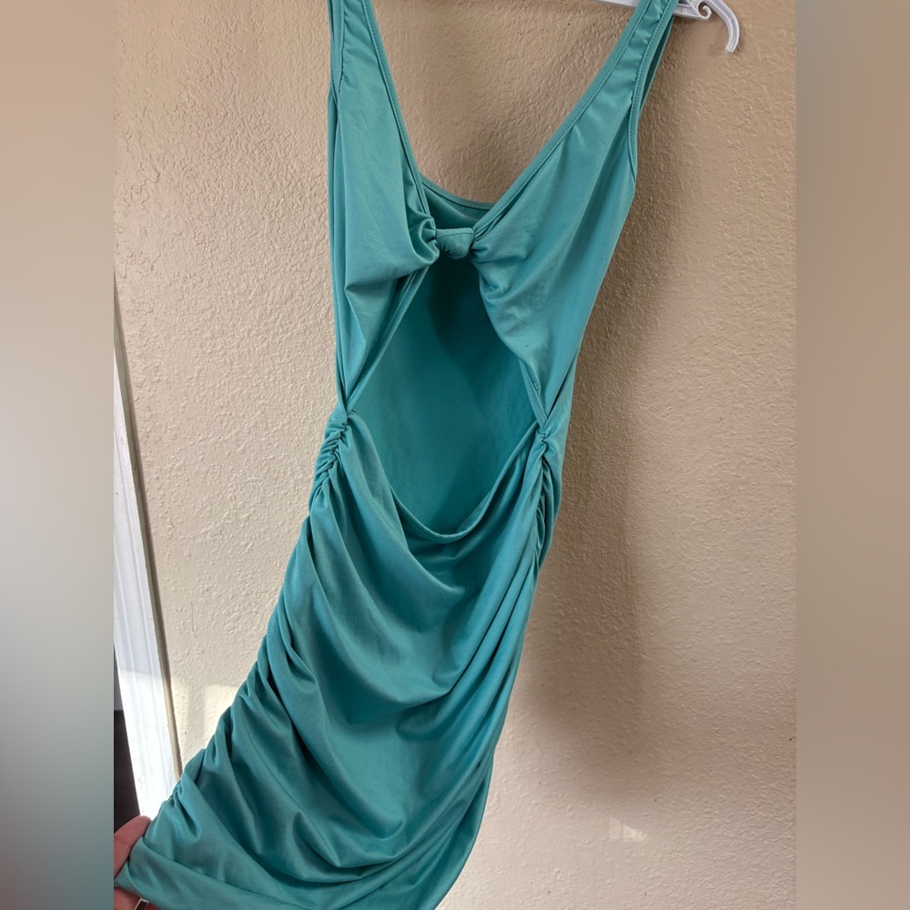 Dex Teal Gathered Dress